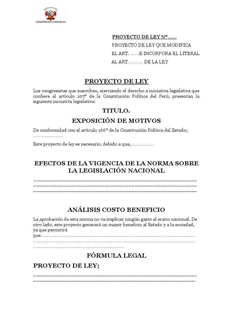 Estructura de un Proyecto de Ley | PDF