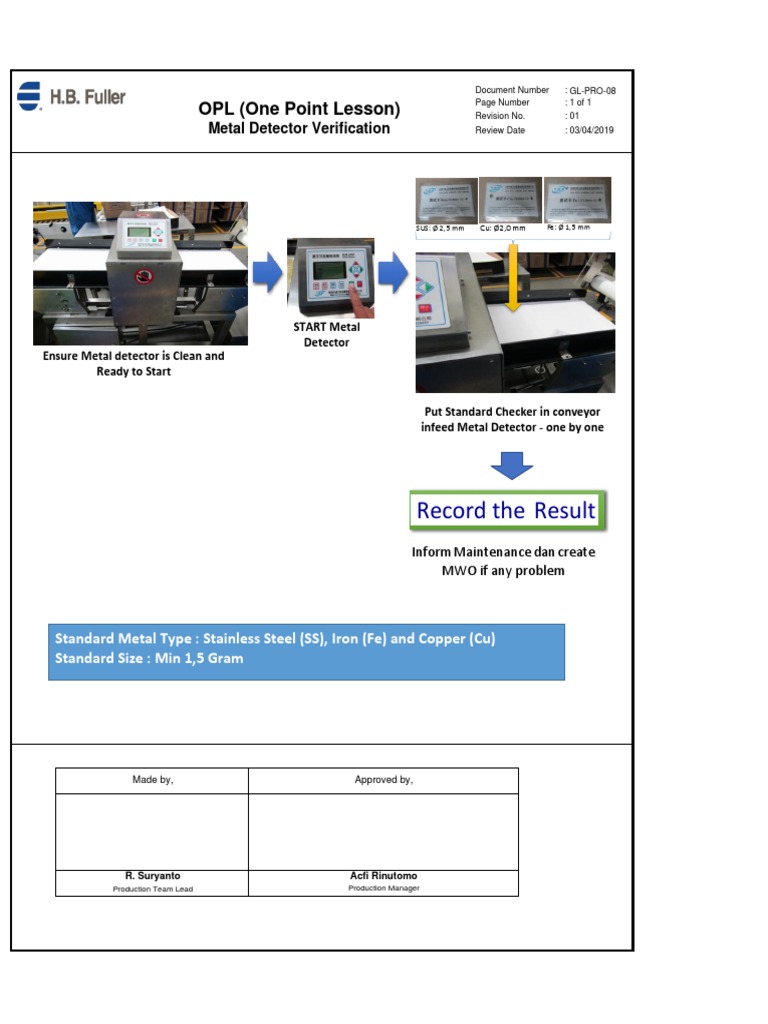 GLPRO08 OPL (One Point Lesson) Rev 01 Metal Detector Verification PDF