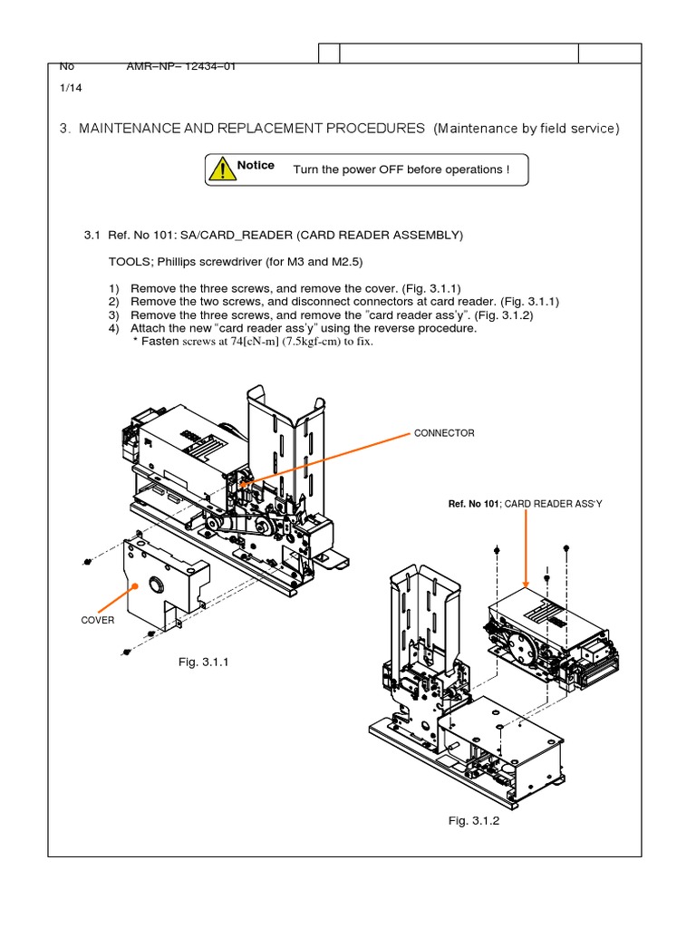 Card Reader Assembly Maintenance Guide | PDF