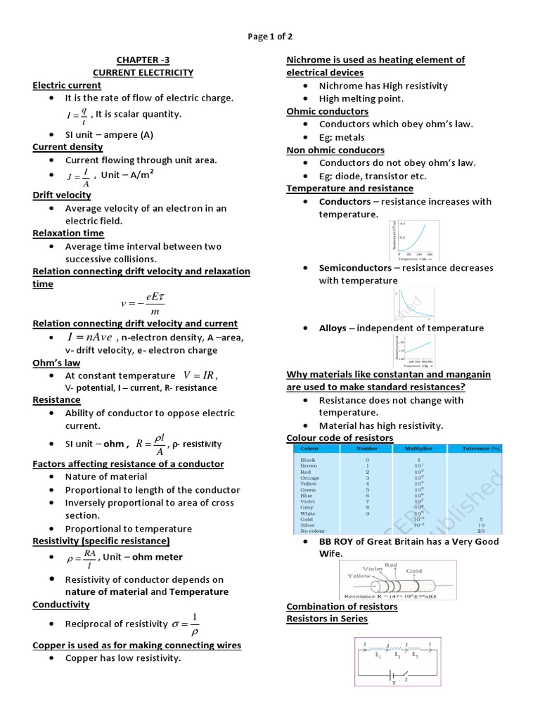 Current Electricity | PDF | Electric Current | Electrical Resistance ...