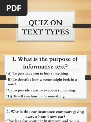 Quiz on Text Types