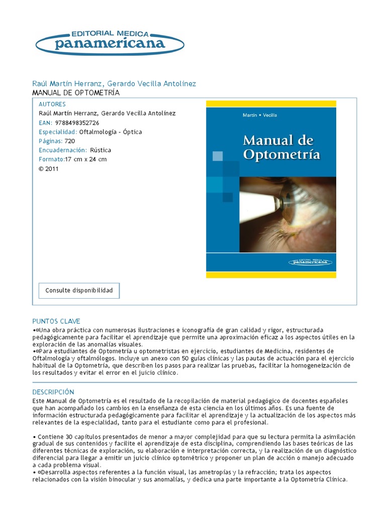 Manual de Optometría | PDF | Optometría | Visión
