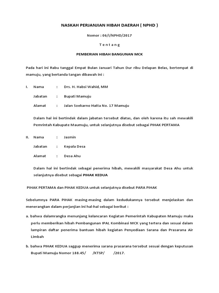 Naskah Perjanjian Hibah Daerah | PDF