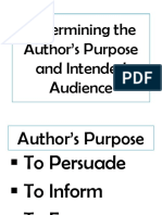 Determine Author's Purpose and Intended Audience