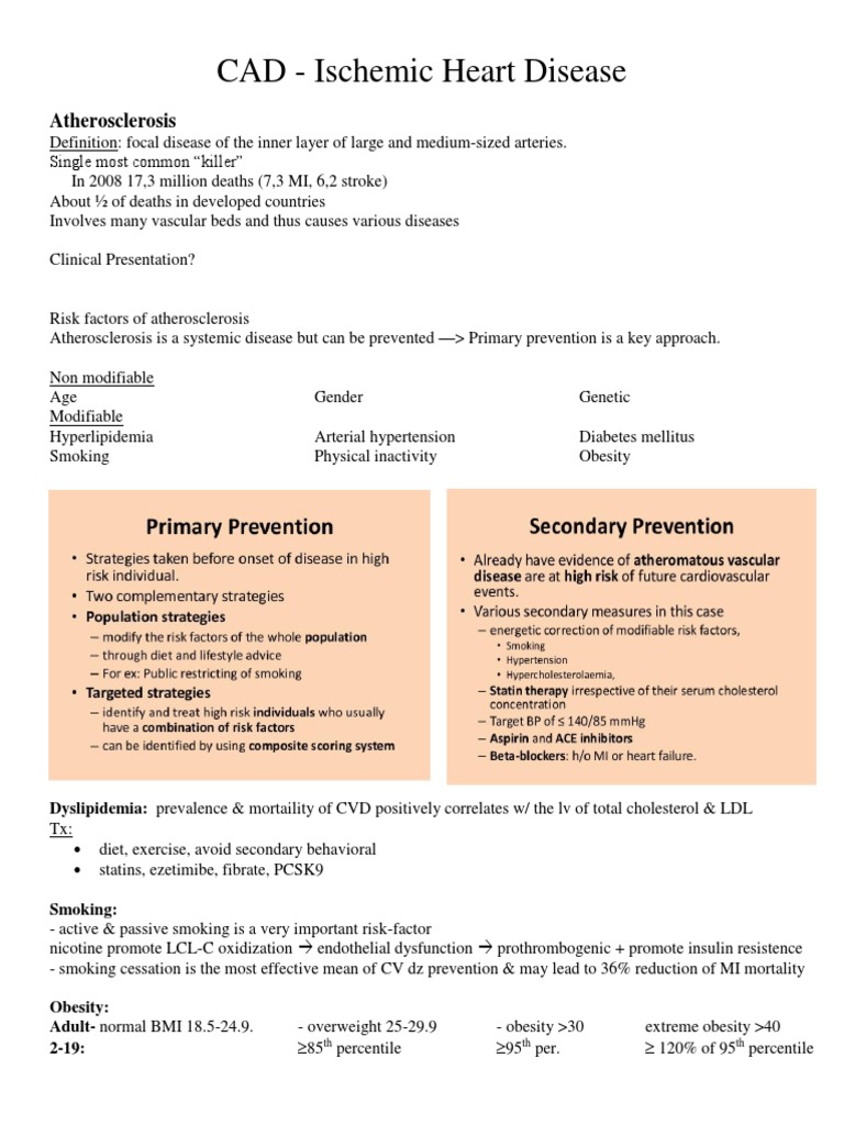CAD - Ischemic Heart Disease: Atherosclerosis | PDF | Coronary Artery ...