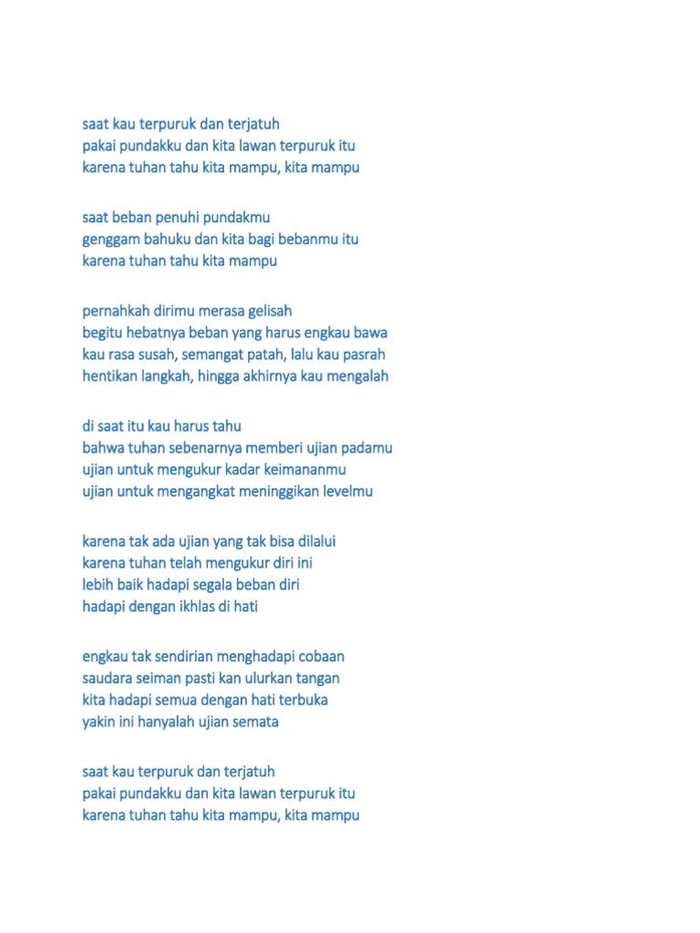 Lirik Saat Kau Terpuruk Dan Terjatuh Docx