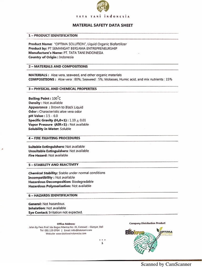 MSDS for Buku Products | PDF