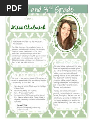 Ms. Chadwick's Meet the Teacher Letter
