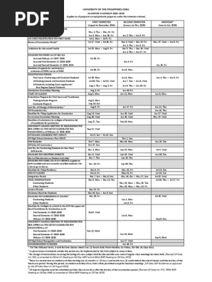 2019 2020 Up Cebu Academic Calendar Academic Term