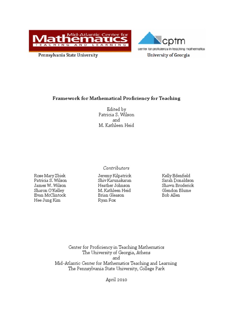 Mathematical Proficiency Framework for Teachers | PDF | Mathematical ...