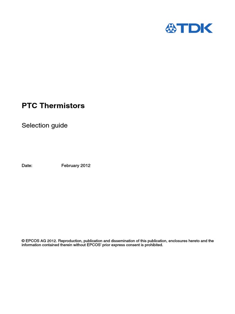 PTC Thermistors Selection Guide PDF Materials Building Engineering