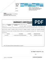 Warranty Certificate: Invoice To