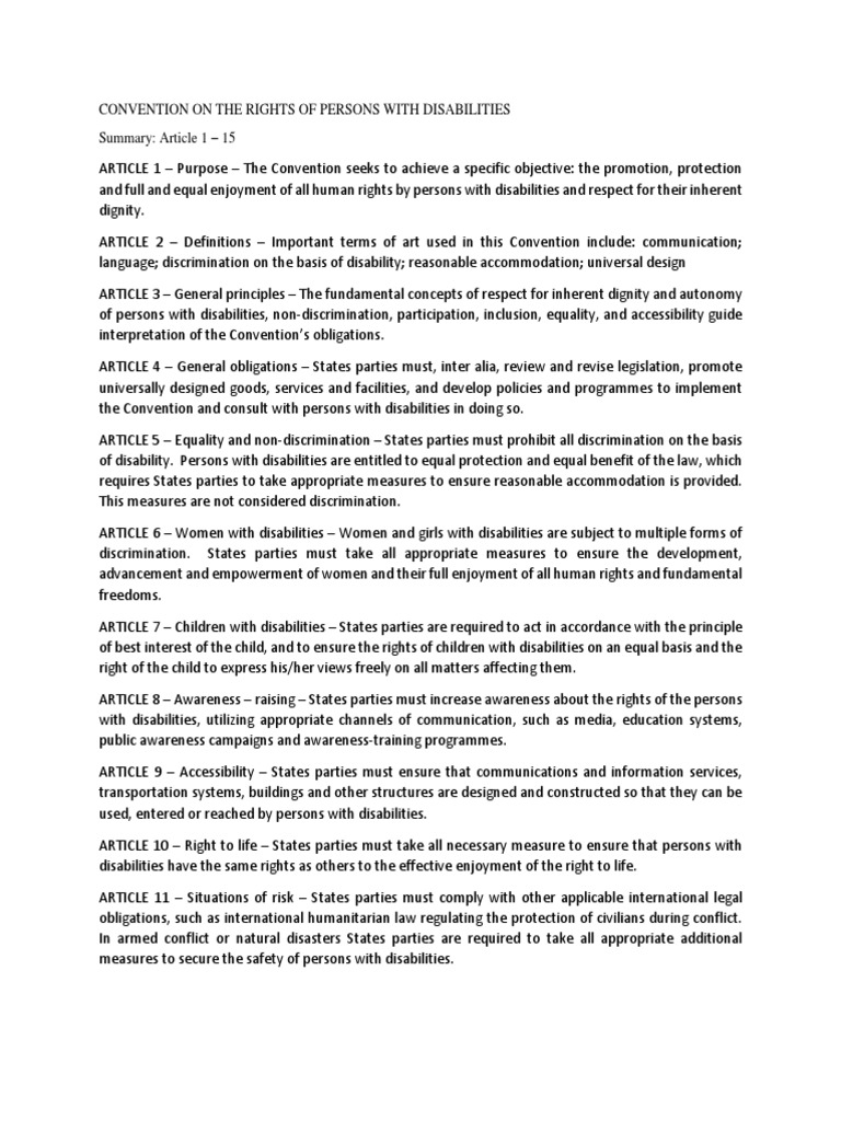 Disability Rights Convention Guide | PDF | European Convention On Human ...