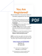 You Are Registered!: Please Follow The Instructions Below To Be Better Prepared For The Class