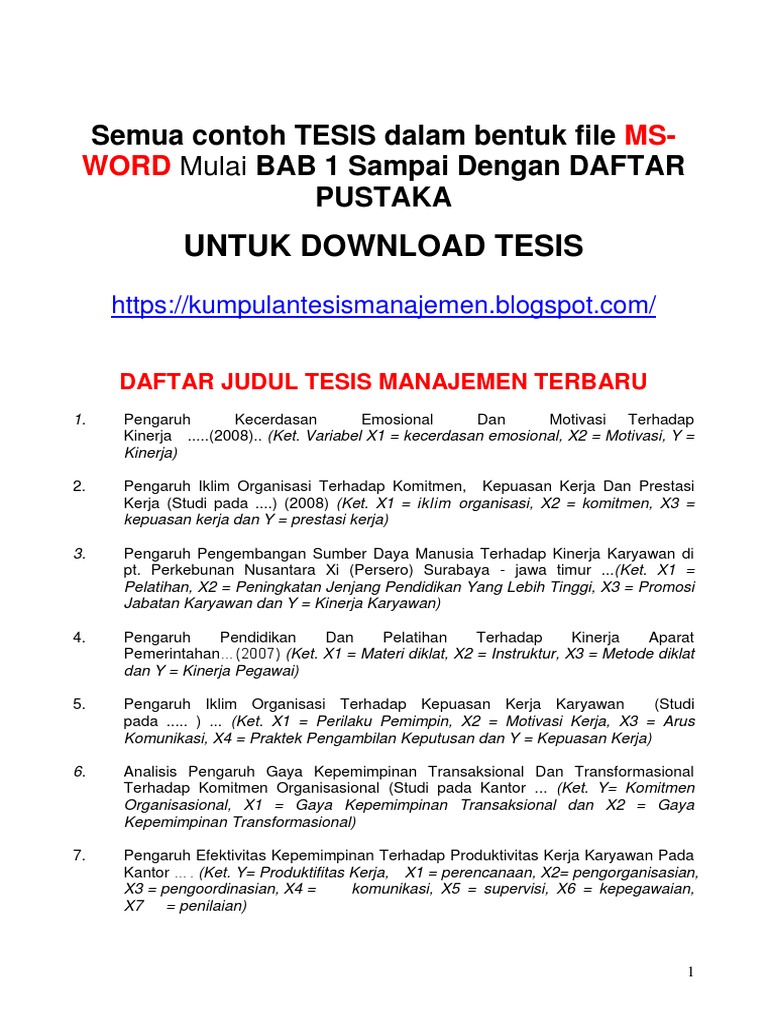 Contoh tesis manajemen sdm terbaru pdf