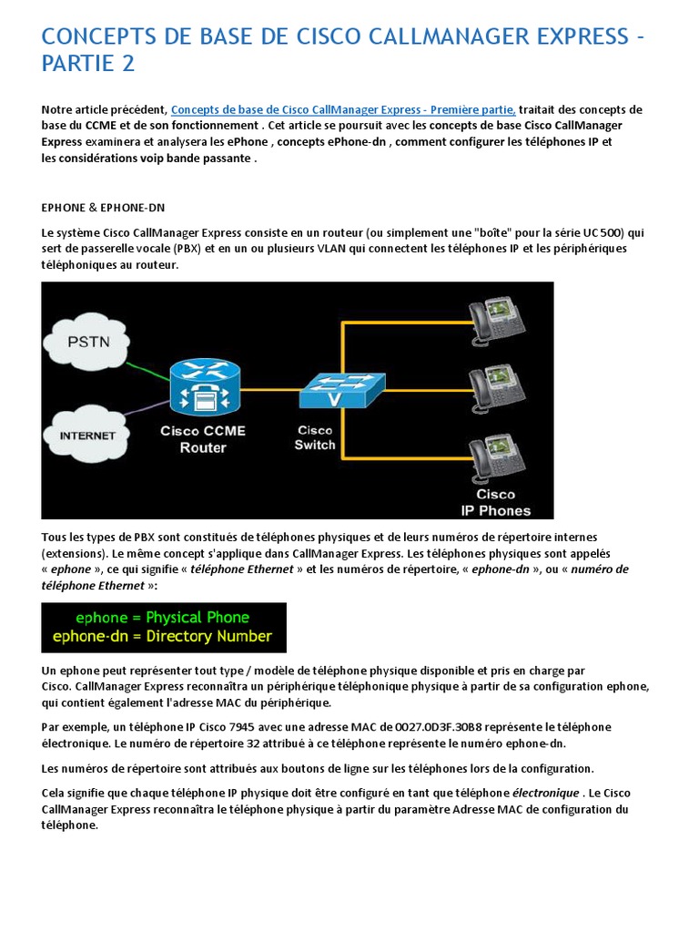 Concepts de Cisco CallManager Express | PDF | Voix sur IP | Commutateur ...