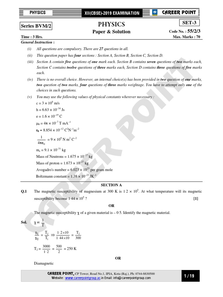 CBSE Class XII Physics Solutions | PDF | Electrical Resistivity And ...
