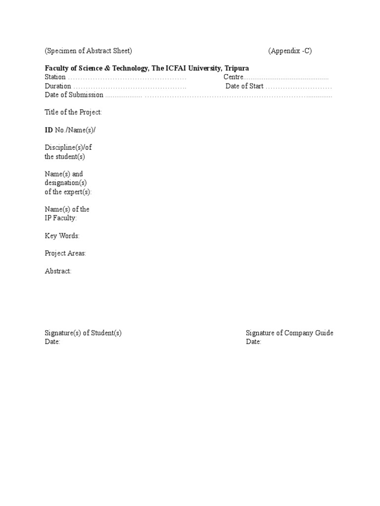 Format of Abstract Sheet | PDF