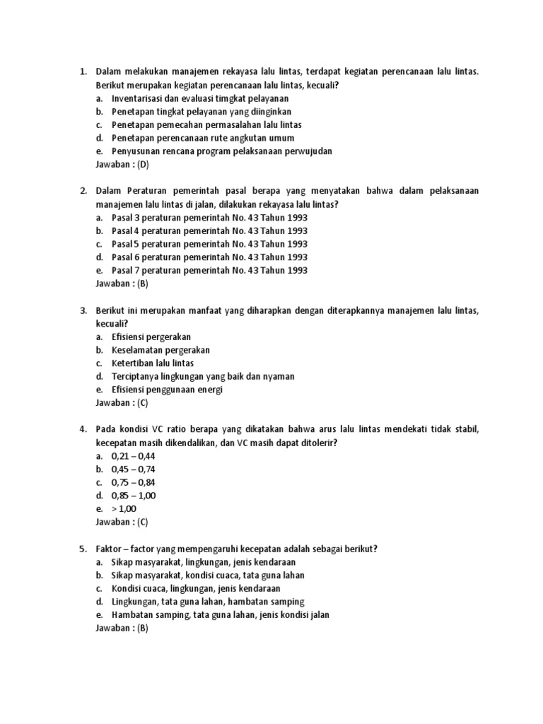 Soal Manajemen Lalu Lintas Docx