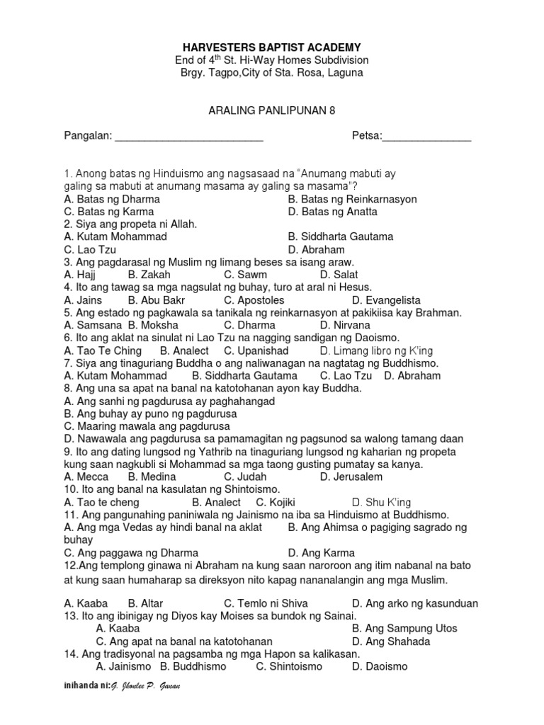 Long Test Ap.8 | PDF