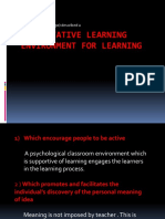 Facilitative Learning Environment For Learning: Pine and Horne (1990) Described A