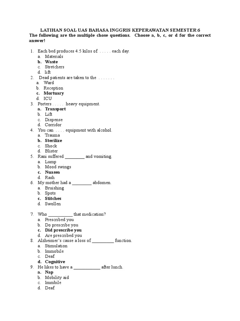SOAL UAS BAHASA INGGRIS KEPERAWATAN SEMESTER 6.docx