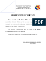 Certificate of Service: Republic of The Philippines