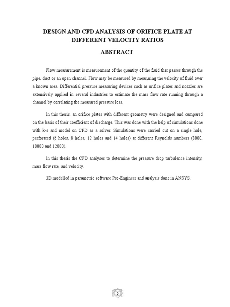Orifice Plate Design and CFD Analysis | PDF | Continuum Mechanics | Physics