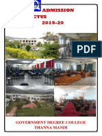 Admission Prospectus 2019-20: Government Degree College Thanna Mandi