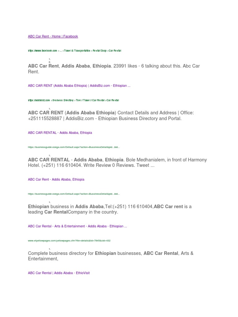ABC Car Rent PDF Ethiopia sites