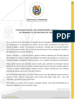 Comunicado Oficial Por Conmemorarse La Batalla de Carabobo y El Día Nacional Del Ejército