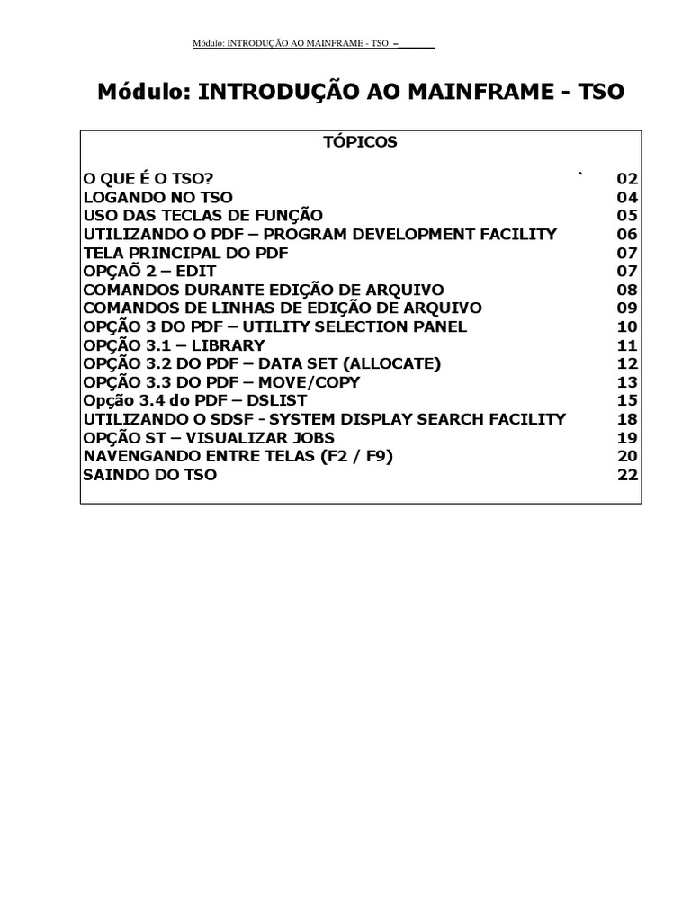 Apostila TSO | PDF | Mainframe | Sistema operacional