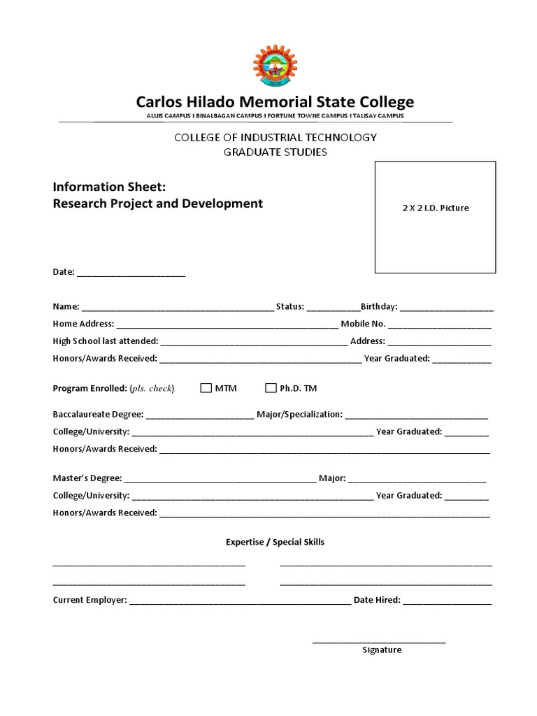 Research Project Info Sheet Template | PDF