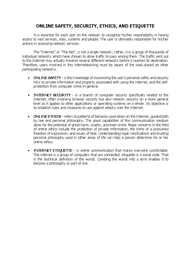 Ensuring Safe and Responsible Use of the A Guide to Online