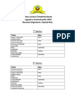 7° Básico: Textos Lectura Complementaria Lenguaje y Comunicación 2019 Docente Asignatura: Claudia Rios