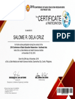 2018 Conference of Basic Education Researchers SEA Participation Certificate