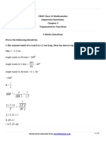 CBSE Class 12 Mathematics Important Questions Trigonometric Functions