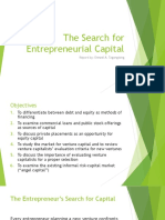 The Search For Entrepreneurial Capital: Report By: Denzel A. Tagongtong