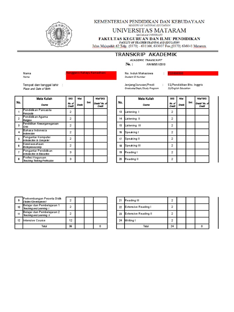 Transkrip Nilai English | PDF | Linguistics | Semiotics