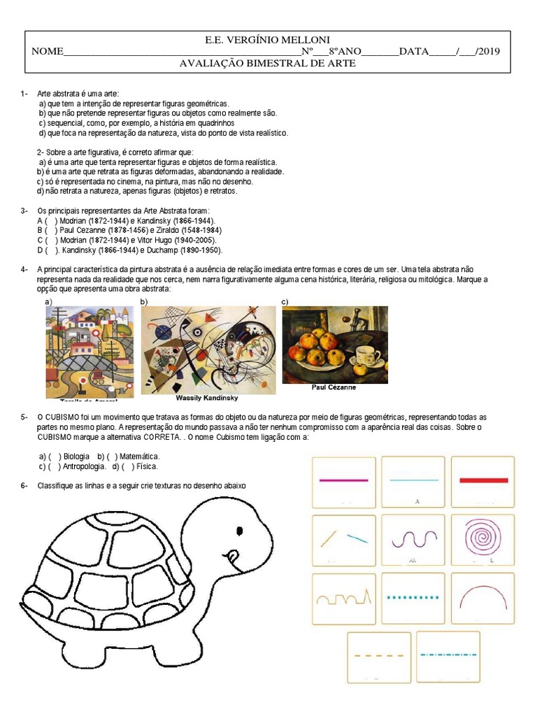 Atividades sobre Arte Abstrata e Figurativa | PDF