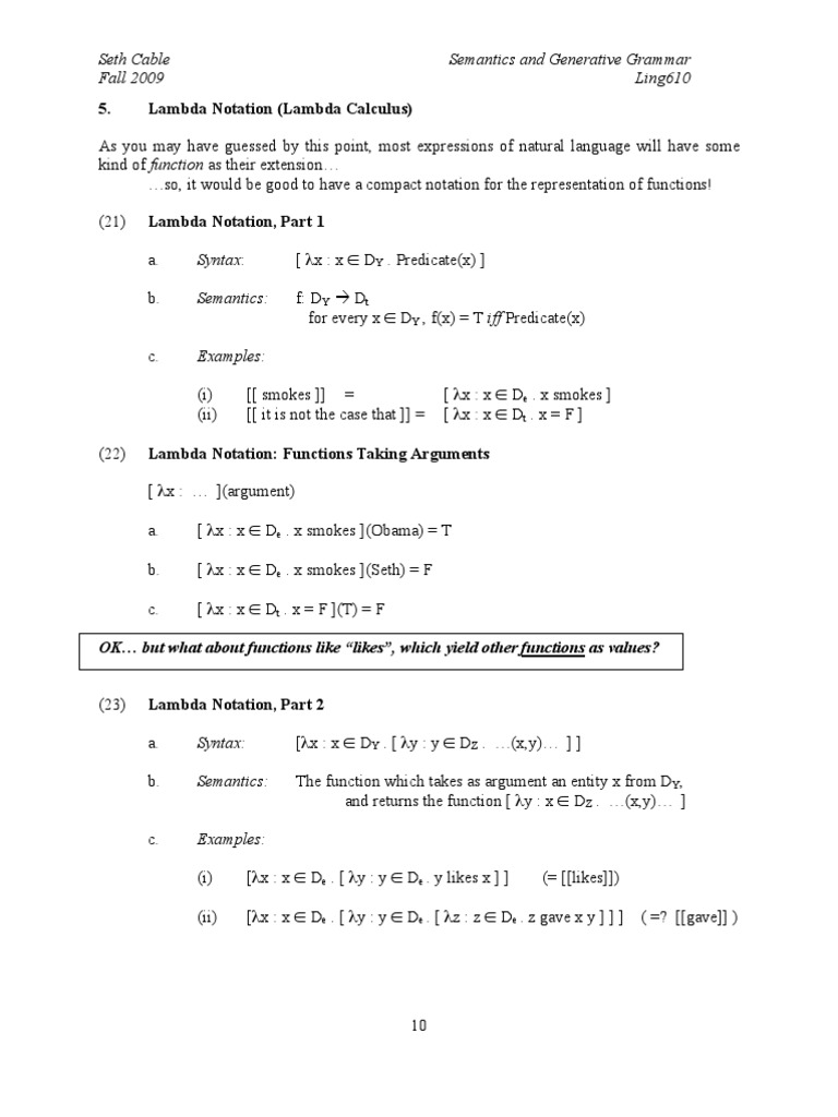 Cable 3.2 Lambda Notation PDF Predicate (Grammar) Function