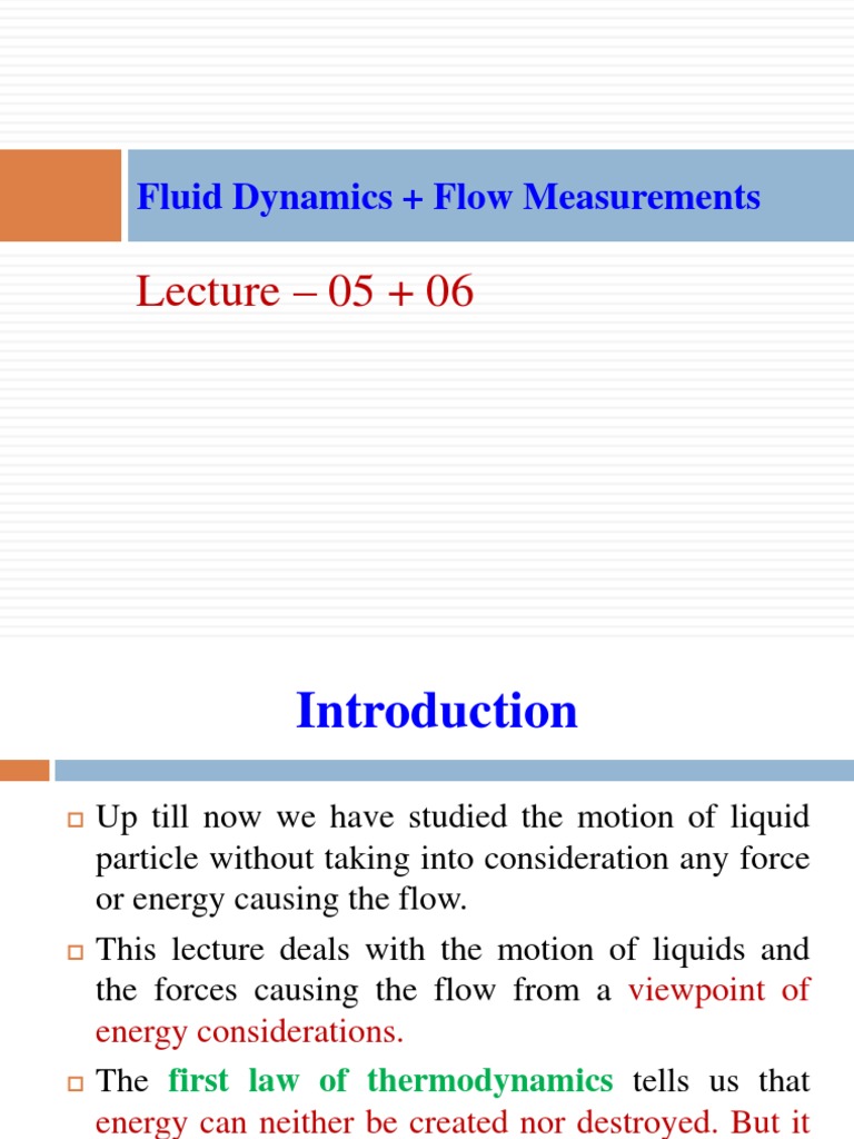 Fluid Dynamics: Energy & Flow Measurement | PDF | Potential Energy ...