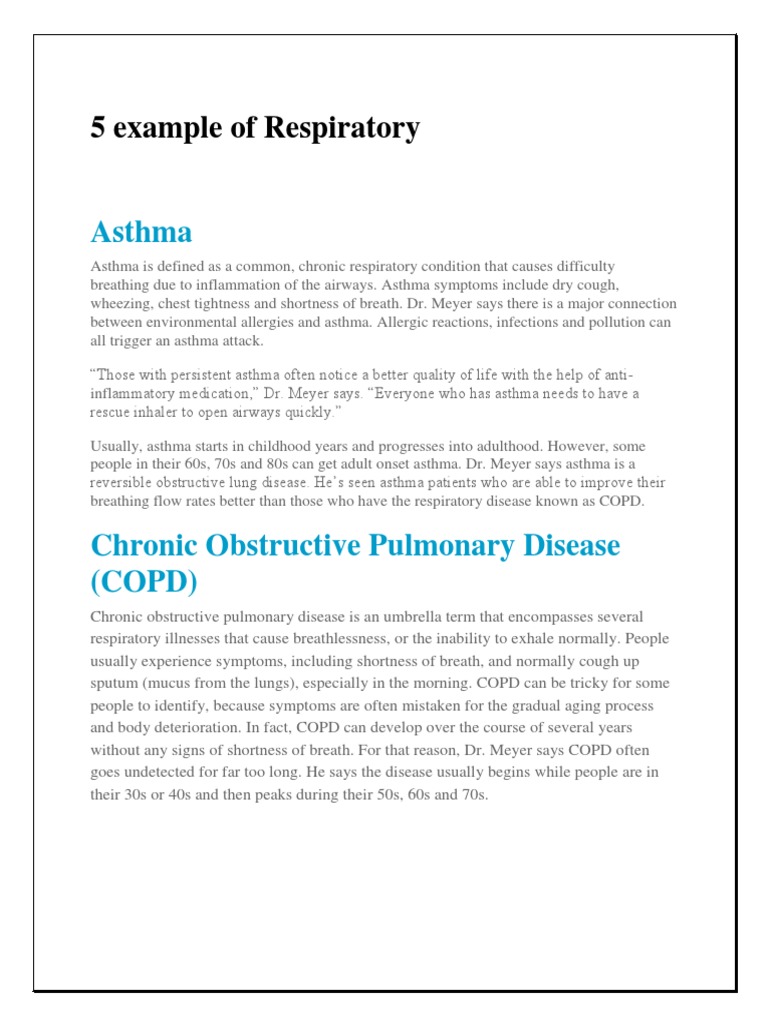 Respiratory Diseases Overview | PDF | Chronic Obstructive Pulmonary ...