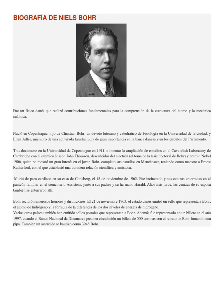 Biografía de Dalton, BRHR, Thomson, Rutherford | PDF | Niels Bohr | Física