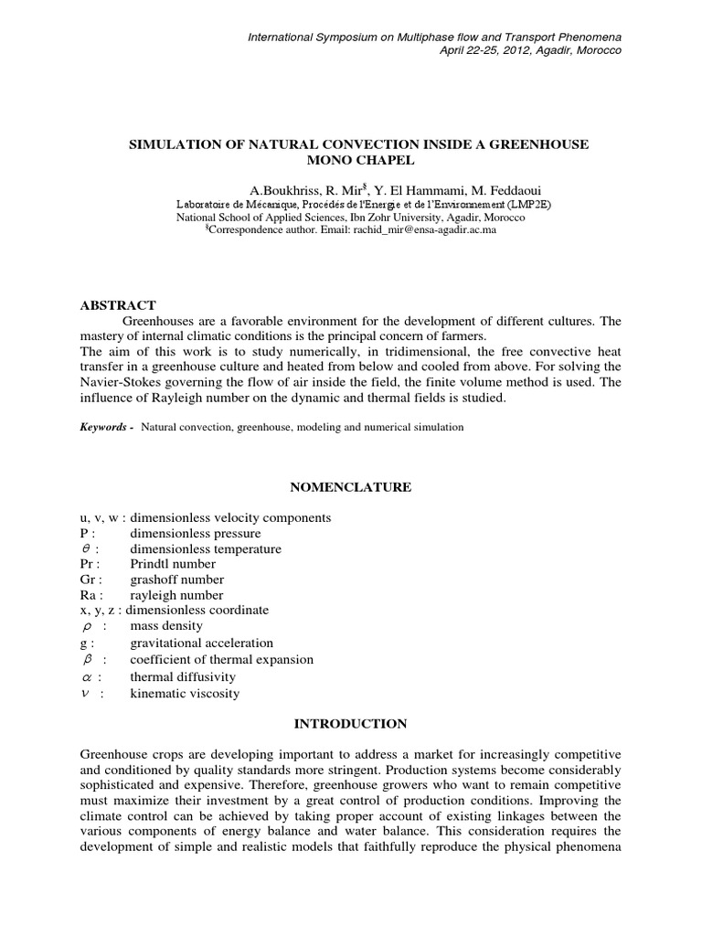 Picture of Simulation of Natural Convection Inside A Greenhouse Mono Chapel | PDF ...