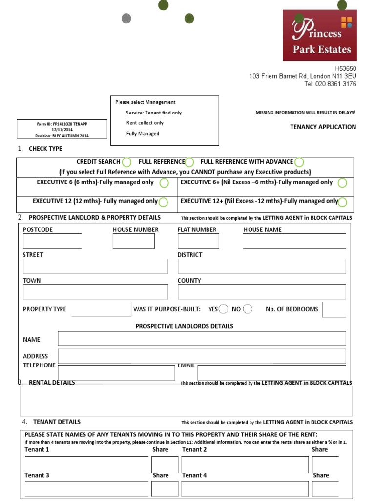 Rentshield Tenancy Application PDF Leasehold Estate Landlord
