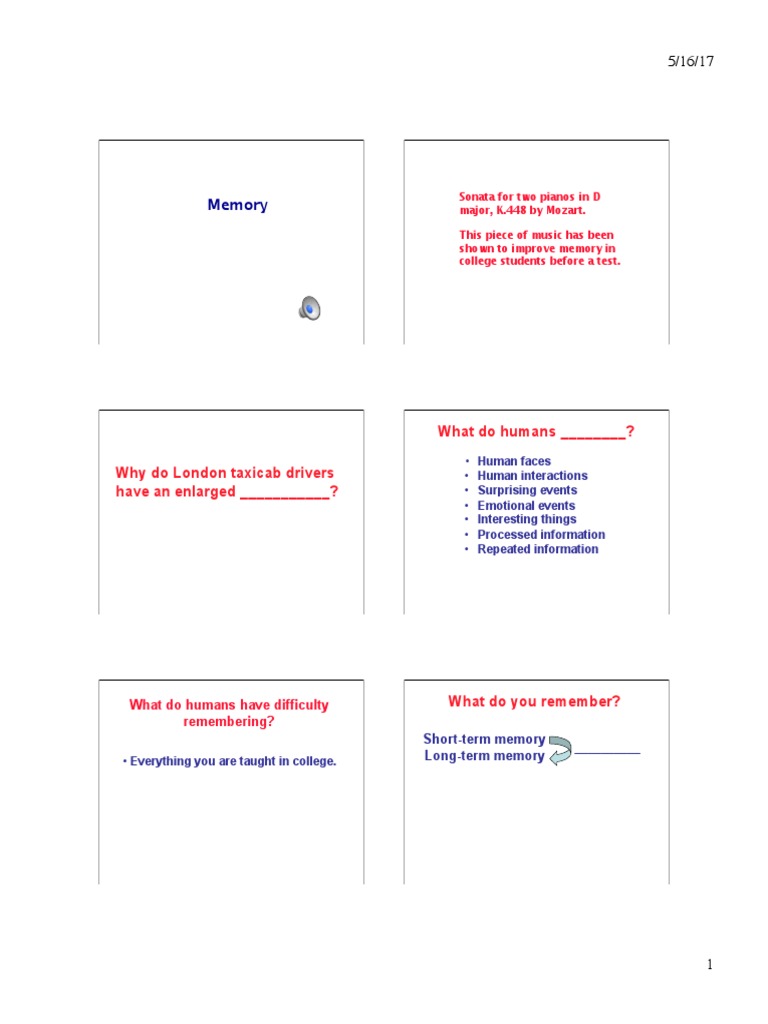 Memory: What Do Humans - ? | PDF | Amnesia | Memory