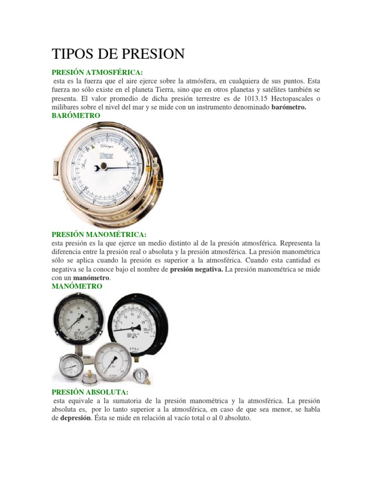 Tipos de Presión y sus Medidas | PDF