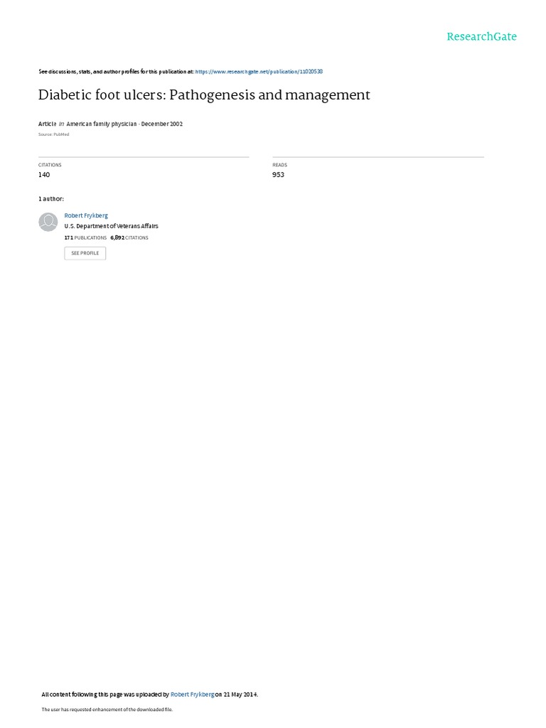 Diabetic Foot Ulcers Pathogenesis and Management | PDF | Wound | Medicine