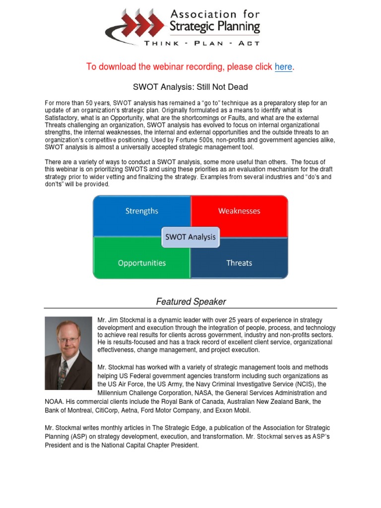 Effective SWOT Analysis Techniques | PDF | Swot Analysis | Strategic ...